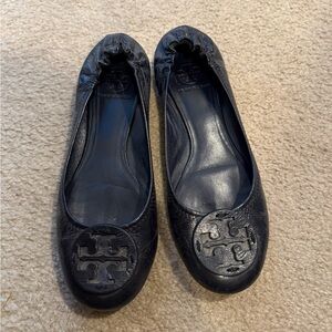 Navy Tory Burch leather flats